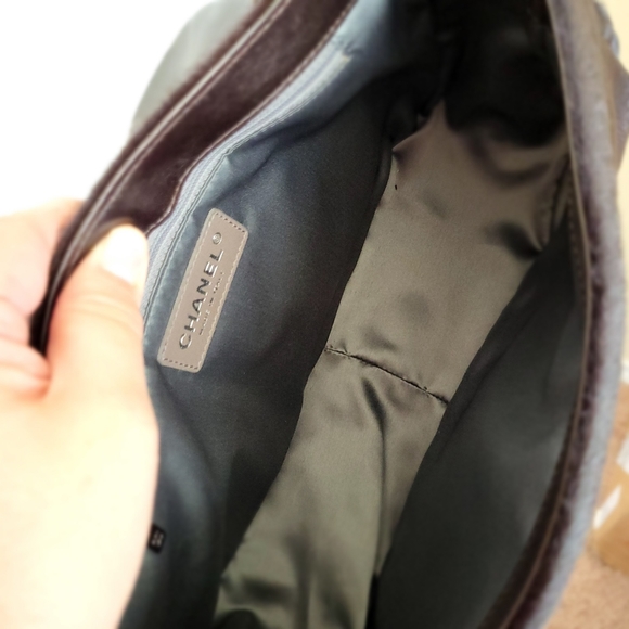 New Chanel Pony Hair Shoulder Bag Leather Black with Silver CC - Picture 9 of 15